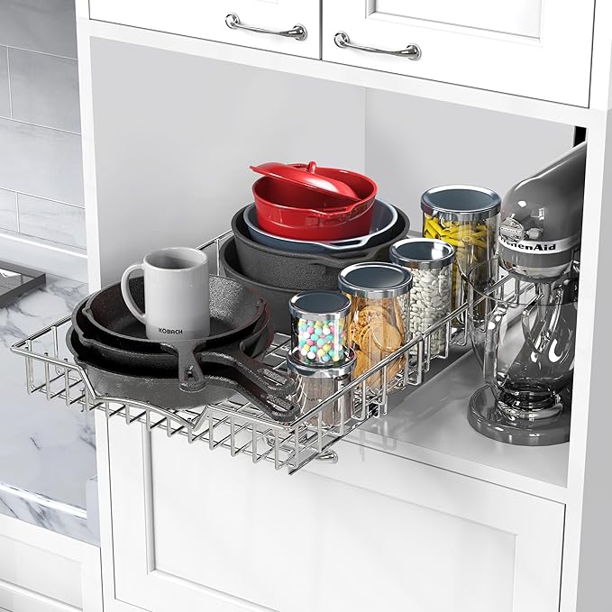 Simple Houseware Under Cabinet Pull Out Sliding Shelf Drawer Organizer, 21" D x 14" W