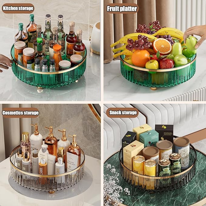 Clear Lazy Susan Pantry Organizers and Storage, 11” Turntable Organizer, 360 Rotating Storage Rack for Kitchen, Pantry, Cabinet, Dining Table, Fridge, Countertop, Vanity, Food Storage