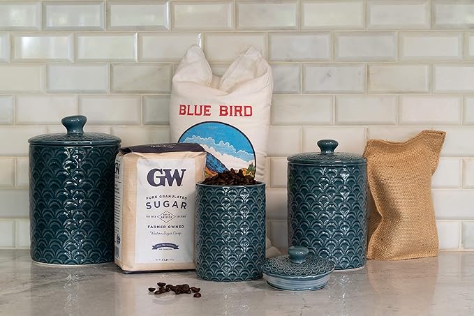 10 Strawberry Street Kitchen Canister, 3 Piece Set, Ocean Navy
