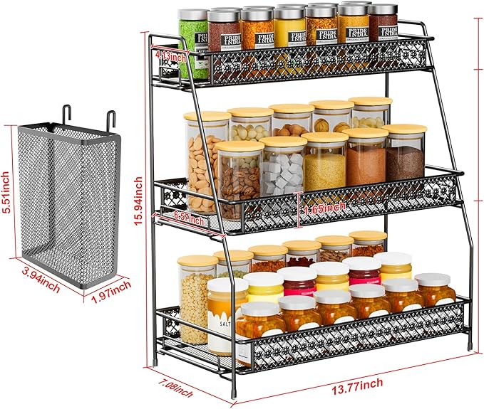 Spice Rack Organizer for Cabinet, Bathroom Organizer Countertop, Bathroom Counter Organizer Kitchen Countertop Organizer Bathroom Vanity Organizer