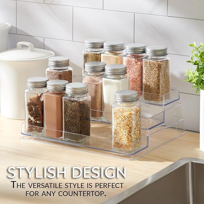 3-Tier Spice Rack Organizer Clear Storage Shelf for Kitchen, Bathroom, Bedroom & Office, Home Storage and Organization