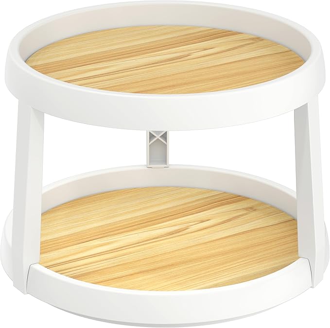 Simple Houseware 2 Tier Turntable Lazy Susan Multifunctional Organizer, Oak