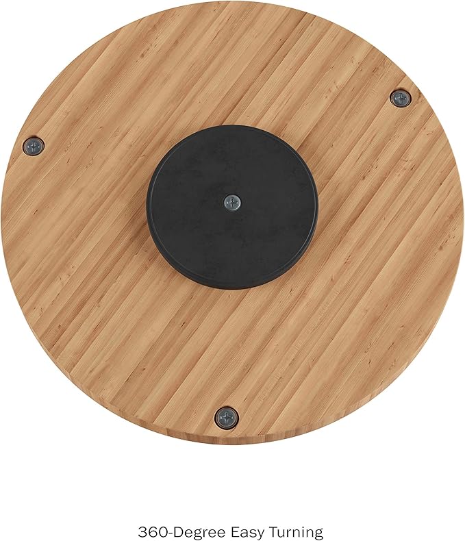 Classic Cuisine Lazy Susan – All-Natural Bamboo Round Two Tier Turntable Kitchen, Pantry and Vanity Organizer and Display with 10 Inch Diameter