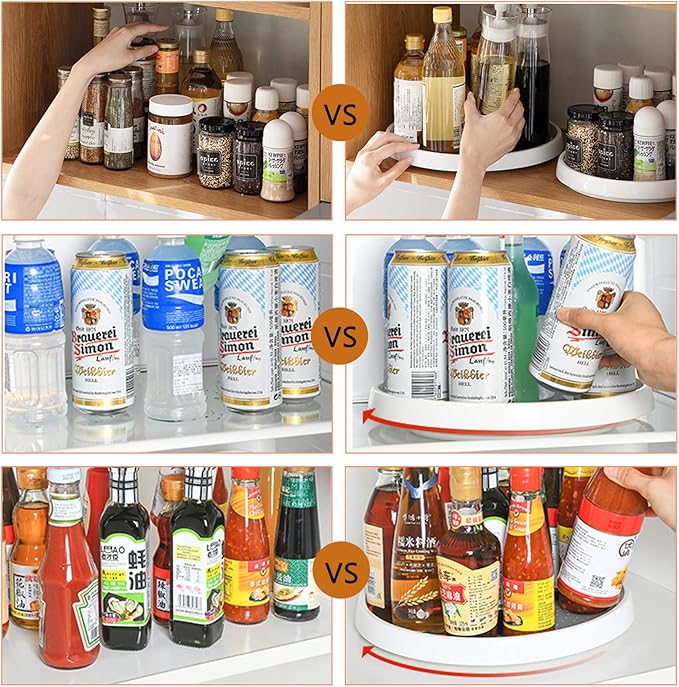 Pantry Lazy-Susan Turntable Cabinet Organizer - 10-inch Non-Skid Spin Spice Rack - 2 Pack Lazy Susans for Fridge BPA Free
