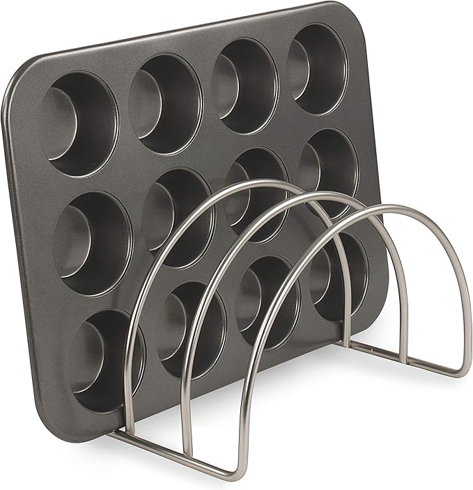 Spectrum Arch Kitchen Lid Organizer for Plates, Cutting Boards, Bakeware, Cooling Racks, Pots & Pans and Serving Trays, Satin Nickel