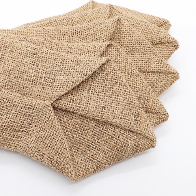 AOKQYA Silverware Pouches for Table Burlap Utensil Holder Pouch Burlap Flatware Pouch for Cutlery Wedding Table Setting 10 Pieces (Triangle)