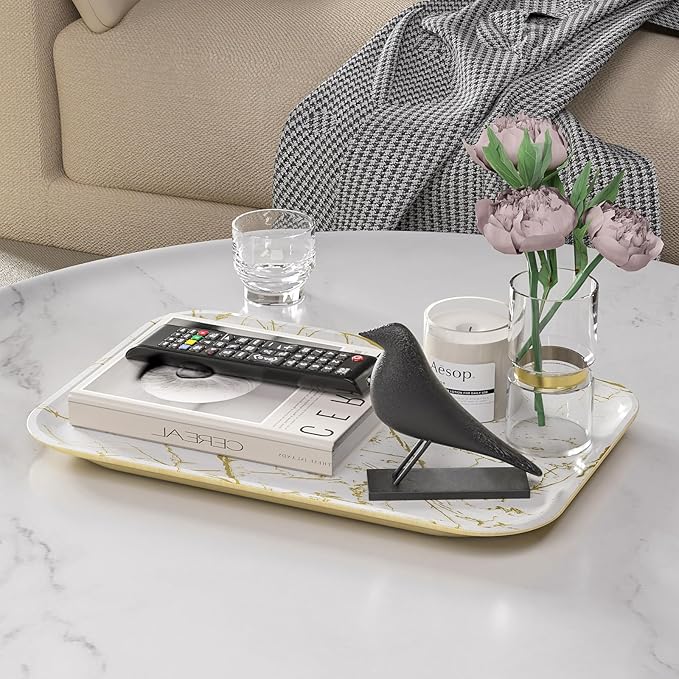 Weenson Bathroom Vanity Tray for Makeup Jewelry Candle Perfume Decor Toilet Tank, Serving Tray for Food Snacks, Kitchen Tray for Countertop Soap Dispenser Spice Coffee Nightstand11.8”L x 7.9”W x 0.8”H