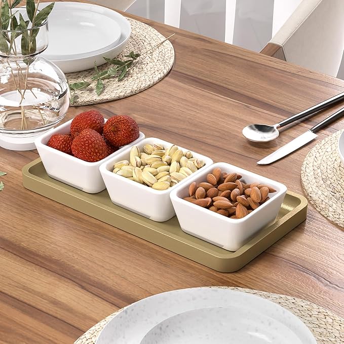 Weenson Gold Bathroom Vanity Tray for Countertop Perfume Makeup Jewelry Decor Candle, Bamboo Kitchen Tray for Soap Dispenser Spice Coffee, Toilet Tank Tray 11.81”L x 6.1”W x 0.79”H