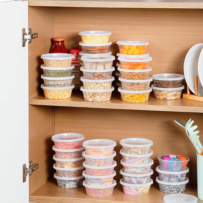 AOZITA 36 Sets 8 oz Plastic Deli Food Containers With Lids, Airtight Food Storage Containers, Freezer/Dishwasher/Microwave Safe, Soup Containers For Takeout Meal Prep Storage