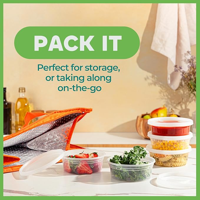 JoyServe Deli Food Containers with Lids - 8 oz 60 Sets- Ideal for Food, Snacks, Takeout, Meal Prep - 1 Cup Small Durable Clear Containers for Food - Stackable and Durable, Dishwasher & Microwave Safe