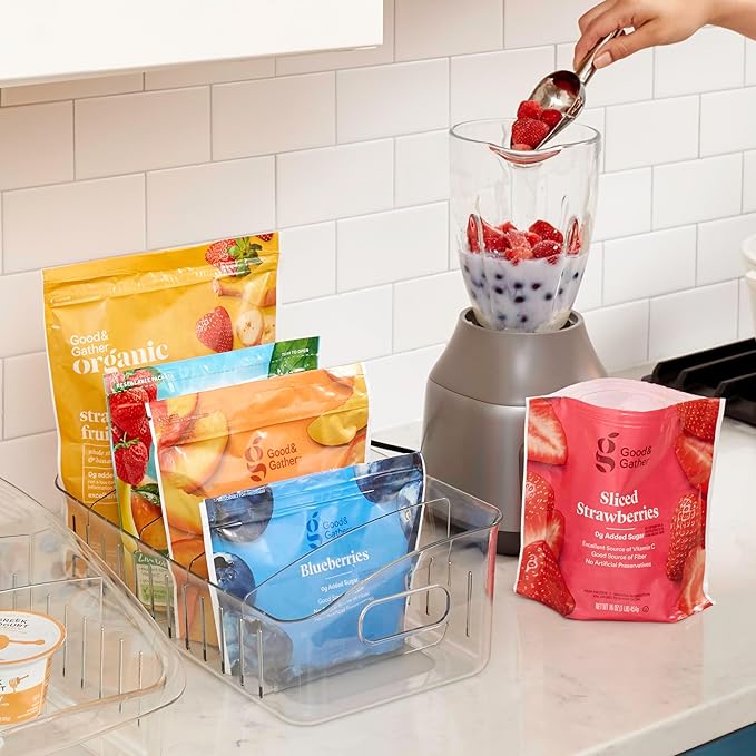 YouCopia FreezeUp Freezer Bin 12", BPA-Free Fridge Organizer with Adjustable Dividers and Handle for Frozen Food and Leftovers