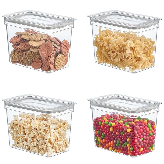 iDesign Small Food Storage Bin with Airtight Lid for Kitchen or Pantry Storage - Set of 4 - Clear