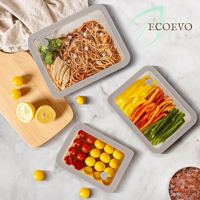 Glass Food Containers with Glass Lids, 3 Pack of Large Size, Microwave Safe Meal Prep Containers