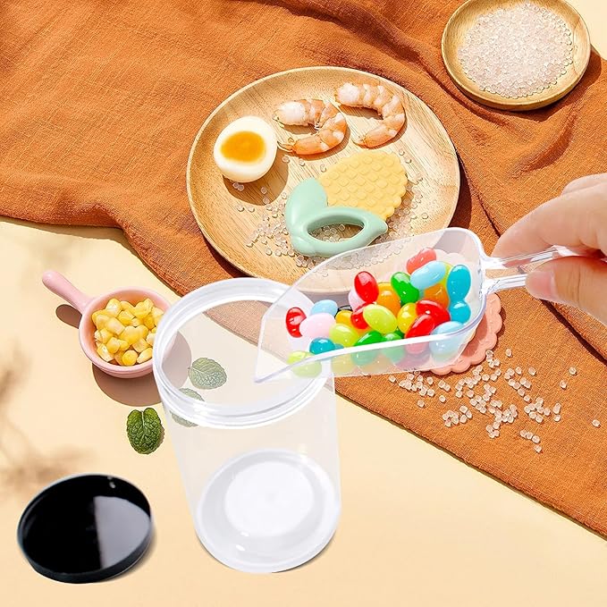 6 Pcs 1 Gallon Clear Plastic Jar with Lid and 25 oz Round Jar Wide Mouth Screw Top Storage Containers, Plastic Canisters for Candy Cookies Food with Spoon Labels and Pen