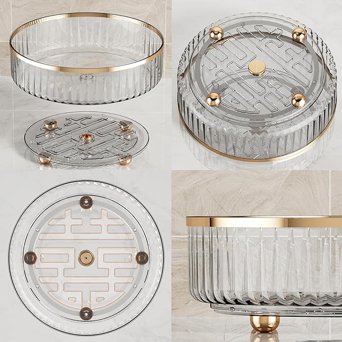 Clear Lazy Susan Pantry Organizers and Storage, 11” Turntable Organizer, 360 Rotating Storage Rack for Kitchen, Pantry, Cabinet, Dining Table, Fridge, Countertop, Vanity, Food Storage