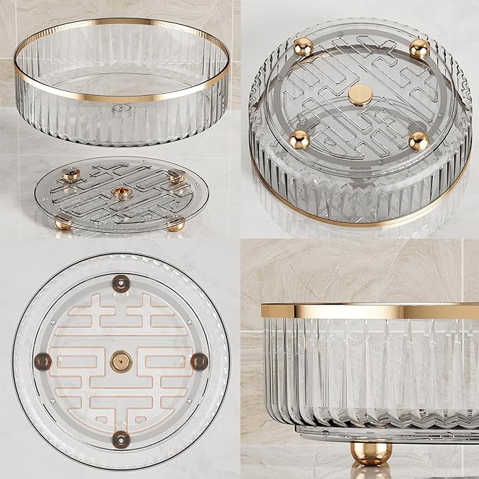 Clear Lazy Susan Pantry Organizers and Storage, 11” Turntable Organizer, Rotating Storage Rack for for Kitchen, Pantry,Cabinet, Dining Table,Fridge,Countertop,Vanity,Food Storage