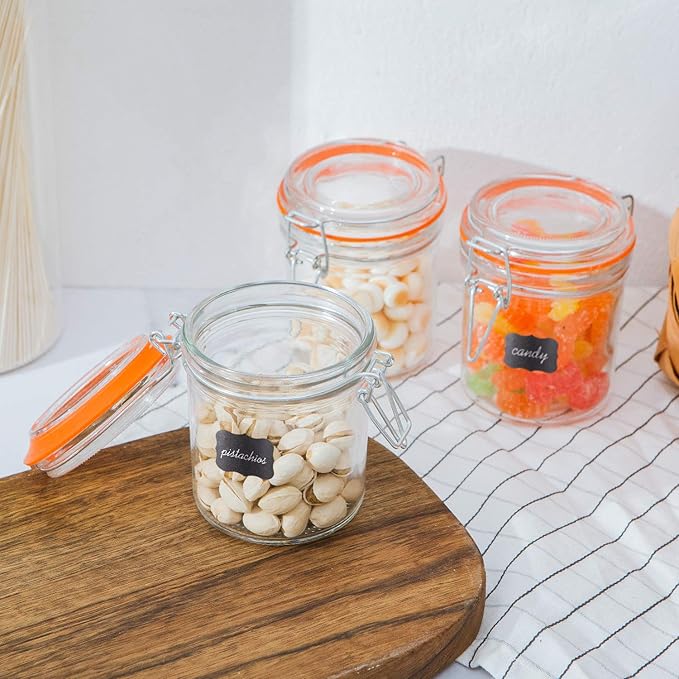 Encheng Glass Jars With Airtight Lids, Mason Jars 8 oz,Glass Jar With Leak Proof Rubber Gasket 250ml,Storage Jars With Hinged Lid for Home and Kitchen,Glass Containers With Lids 12 Pack