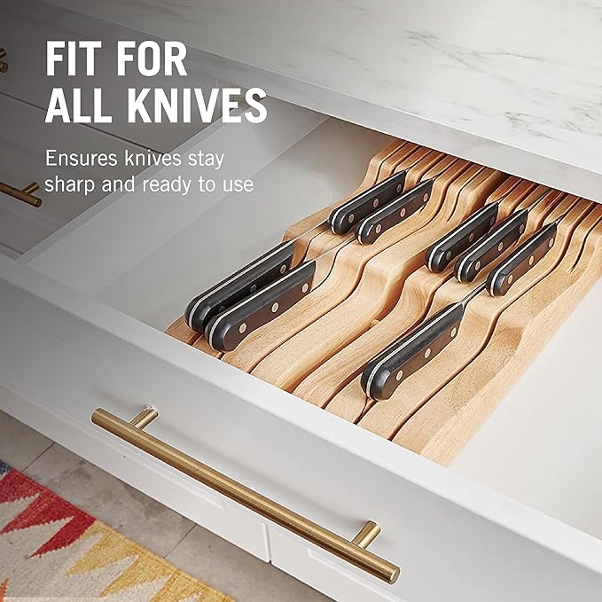 SwitchGrip Victorinox Accessories Storage 14-Slot In-Drawer Tray (17" L x 8.86" W x 1.97" H) Natural Wood, Beechwood (41200.8)