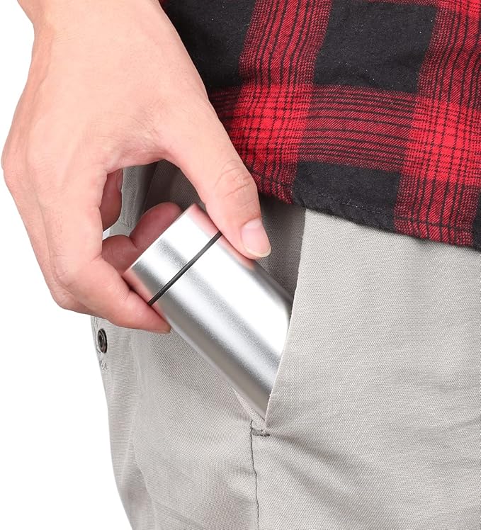OZCHIN Aluminum Storage Jar Portable Airtight Smell Proof Container Bottle Multipurpose Storage Container for Spices, Coffee & Teas 80ml (Silver&Black&Coffee)