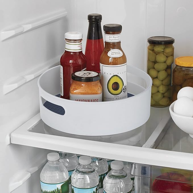 Copco Non-Skid Pantry Cabinet Kitchen Refrigerator Storage Turntable, 12-Inch, White and Blue
