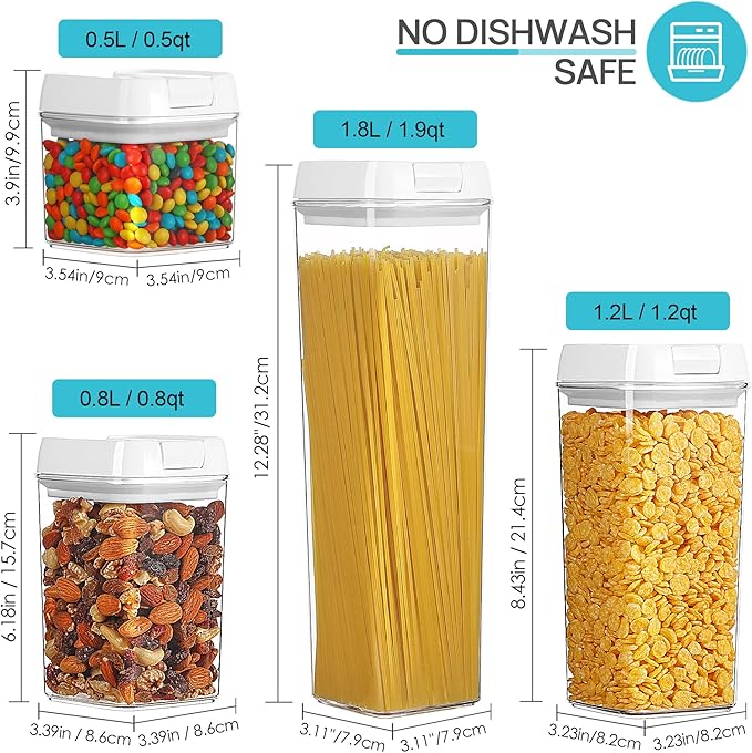Vtopmart 14 PCS Airtight Food Storage Containers Set, BPA Free Plastic Kitchen Pantry Organizer, with Easy Lock Lids for Pasta Spaghetti Cereal Snack Flour Sugar Rice Organization, Include 24 Labels