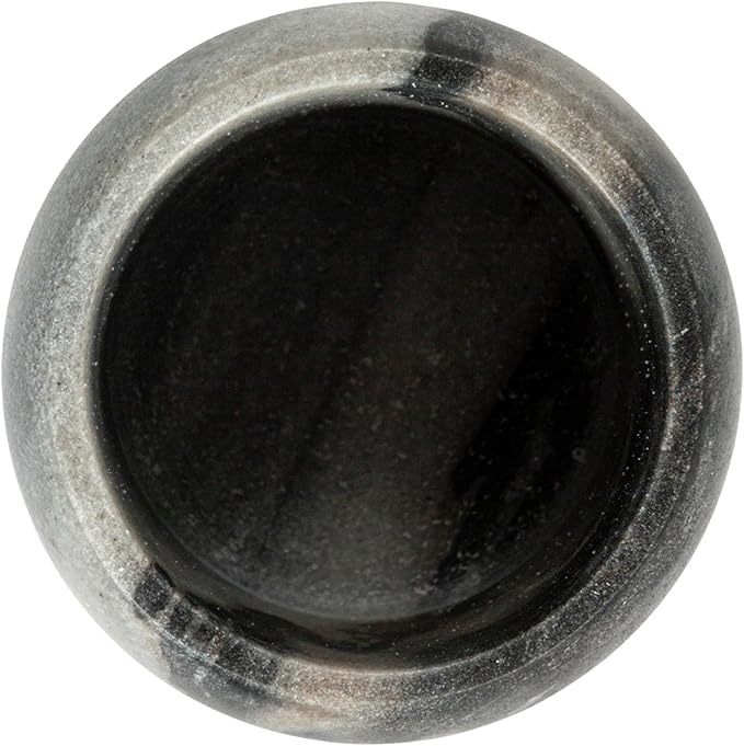 Creative Co-Op Marble and Mango Wood Pinch Pot with Lid, Grey and Natural