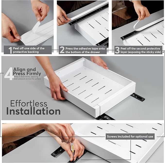 Pull Out Cabinet Organizer – Smooth Sliding Expandable Pull Out Drawers for Cabinets, Slide Out Drawers for Kitchen Cabinets, Bathroom Storage, Pantry Organization & Under Sink Organizer (White, 1Pc).