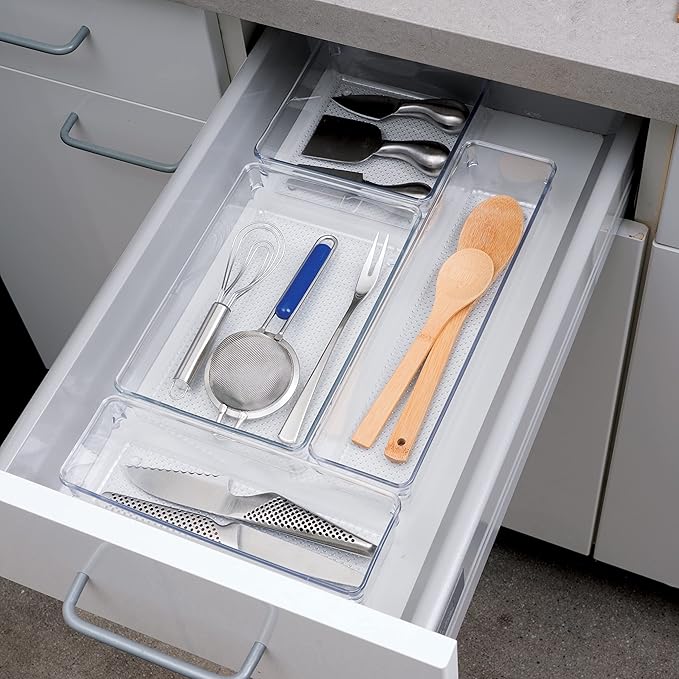 Oggi Clear Drawer Organizer - 6" X 9" - Ideal for Organizing Kitchen Drawers, Office, Desk, Silverware, Kitchen Utensils, Cosmetics and Bathrooms (Pack of 2)