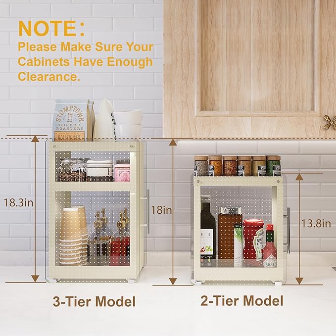 3 Tier Seasoning Condiments Spice Rack with Drawer, Pull-Out Kitchen Countertop Organizer, Kitchen Food Storage Container