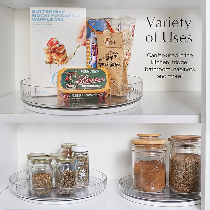 NOSTALGIQ 4-Pack Lazy Susan Organizer | Rotating Pantry Organizers and Storage | Clear Lazy Susan for Table Top, Cabinet Organizer, Perfume Organizer, Spice Rack Organizer (9", 10", 11", 12")