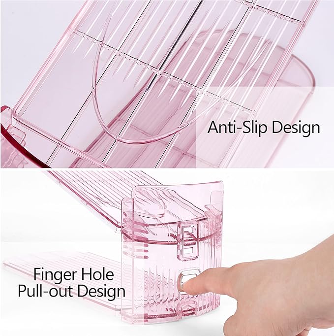 Yes!Fresh Shoe Slot Organizer, Boutique Display Style Shoe Stacker for A Pair of Shoes, Separable Shoe Rack for Closet Organization, 3 Adjustable Narrow Shoe Rack (Pink, 12 Pack)