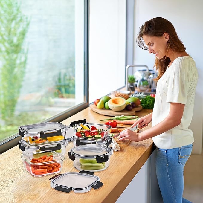 Sorbus Glass Meal Prep Containers, Dishwasher and Oven Safe Reusable Meal Prep Containers, Freezer Safe Glass Food Storage Containers with Airtight Lids