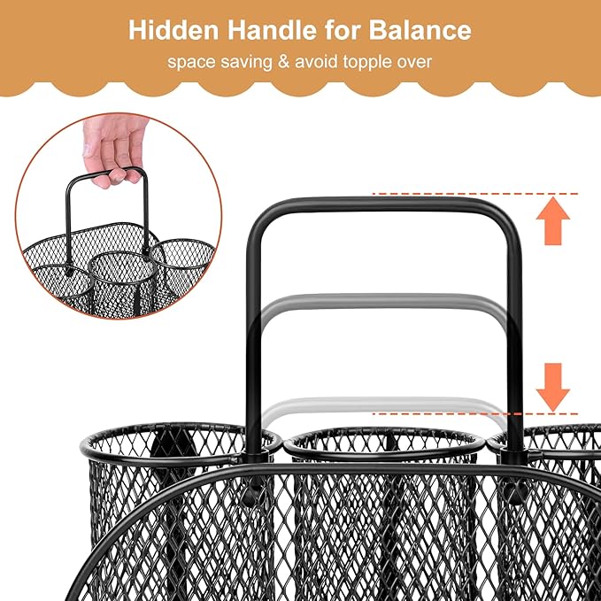 Metal Utensil Caddy Silverware Organizer, Paper Plate Holder Cutlery Container, Flatware Spoon Fork Storage for Outdoor Party Camping Picnic Buffet RV BBQ Farmhouse Kitchen Countertop (Black)