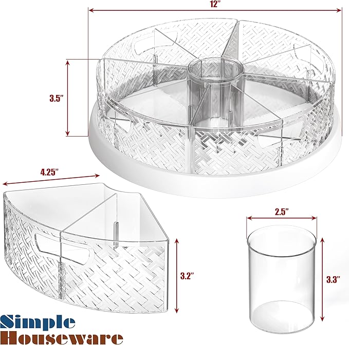 Simple Houseware 12-Inch Lazy Susan Turntable with Removable Bins and Dividers