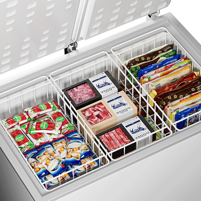 16.5 Inch Chest Freezer Organizer Storage Baskets Bins Metal Wire, Settle freezer chaos and reduce food waste effectively, Durable, Fully Use Space, Improve Air Circulate, 2 Pack