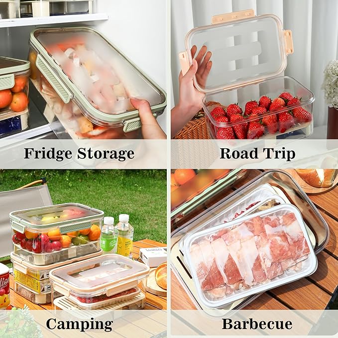 Ice Chilled Snackle Box Container with Ice Pack for Veggie Serving Fruit Tray with Lid Ice Holder Bin with Handle for Party Outdoor Camping Picnic Fridge Storage(Coffee)