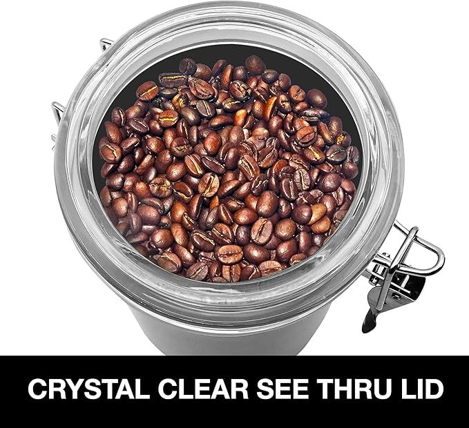 Oggi Stainless Steel Canister Set 4pc w/ Airtight Acrylic Lid & Clamp