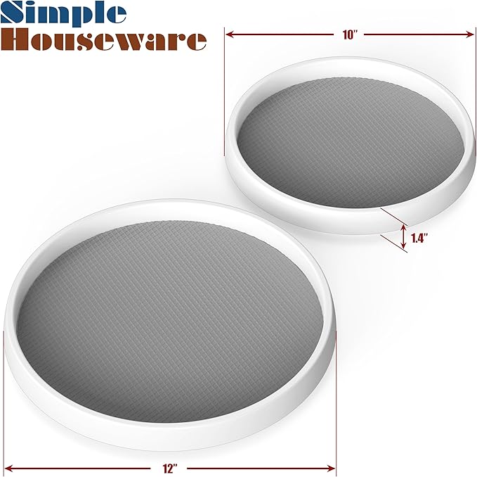 Simple Houseware Lazy Susan Spice Organizer Rotating Rack Tray, 4-Pack (2 Medium 10'', 2 Large 12'')