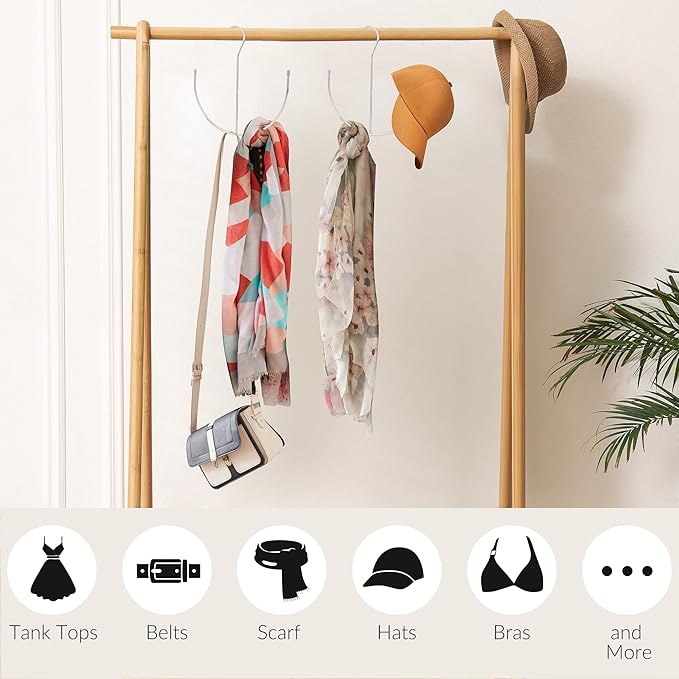 ZEDODIER Belt Hangers, Belt Rack 2 Pack Sliver Closet Accessories Organizers, Closet Organizer Hook Rack for Belt, Ties, Scarves, Camisoles, Hats, Bras, Shoes