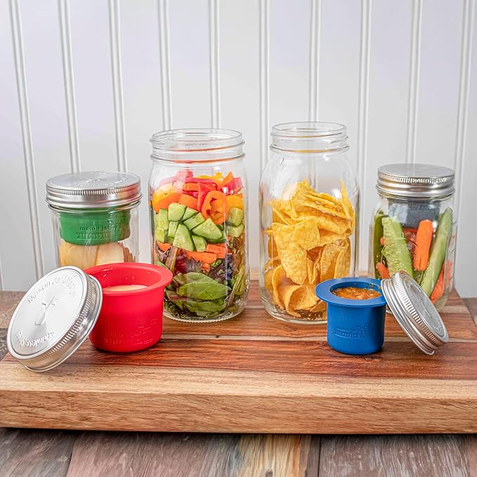 Mason Jar Lifestyle Divider Cup For Salads, Dips, and Snacks. Plastic Free Bento Lunch Container(Ultra Violet, Wide Mouth)