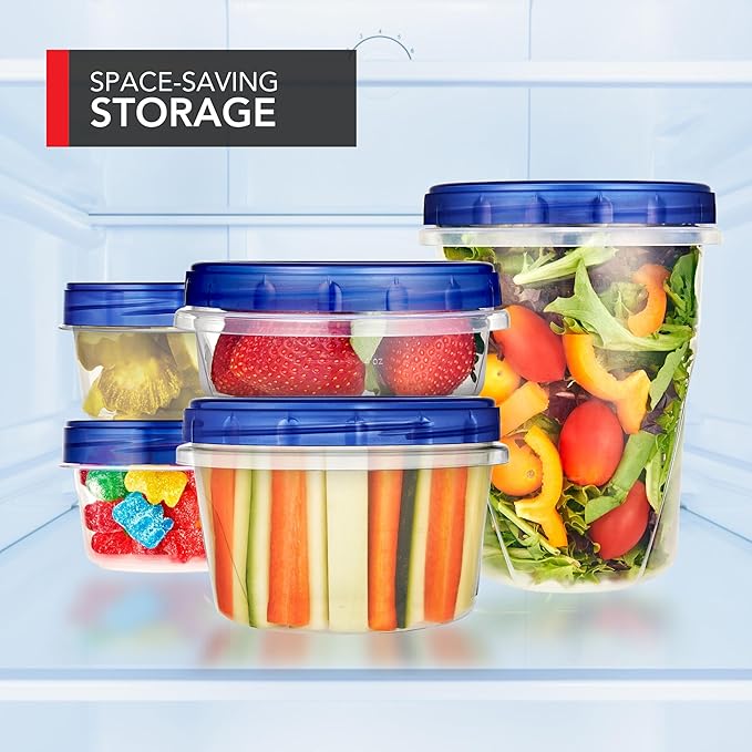 Stock Your Home 32oz Plastic Containers with Twist Top Lids (12 Pack), Quart Freezer Containers with Airtight Lids for Leftover Food, Microwave and Dishwasher Safe