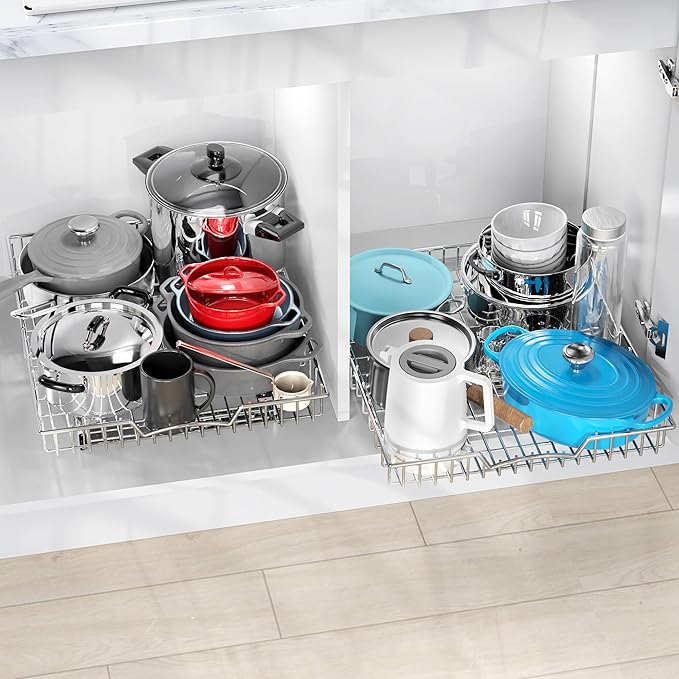 Simple Houseware Under Cabinet Pull Out Sliding Shelf Drawer Organizer, 21" D x 17" W