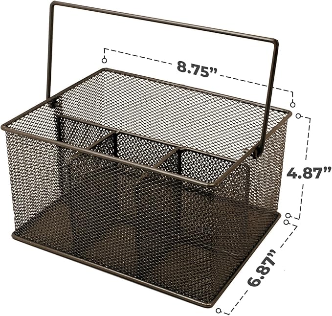 Sorbus® Utensil Caddy — Silverware, Napkin Holder, and Condiment Organizer — Multi-Purpose Steel Mesh Caddy—Ideal for Kitchen, Dining, Entertaining, Tailgating, Picnics, and much more (Bronze)