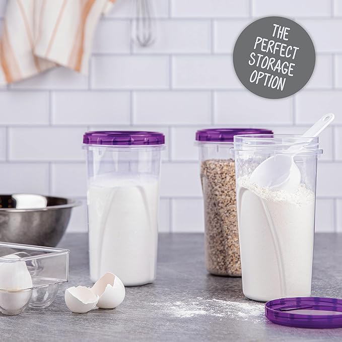 PLASTICPRO 48 Ounce Twist Top Deli Containers Clear bottom With Purple Top Twist on Lids Reusable, Stackable, Food Storage Freezer Container