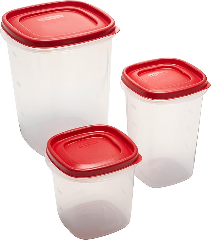 Rubbermaid Easy Find Lids Food Storage Containers, Racer Red, 6-Piece Set (Pack of 4)