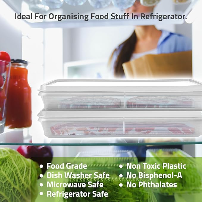 Deli Meat Containers with Lids – Set of 2 Deli Food Containers with Lids – Airtight Food Storage Containers for Cheese, Bacon, Fruits, Cookies – BPA-Free Stackable Deli Meat Container for Fridge