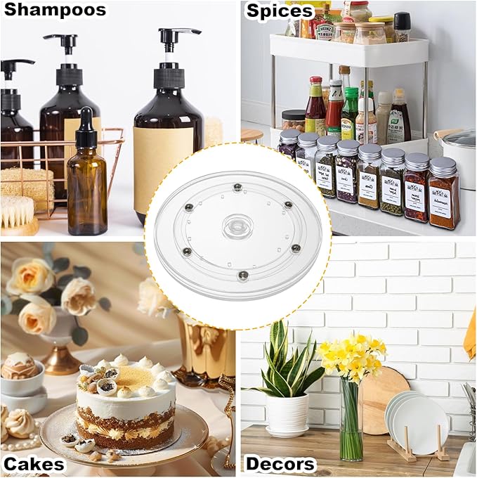 6Pack Small Lazy Susan 6 inch, Lazy Susan Turntable Organizer Acrylic Lazy Susan for Kitchen Spice Rack Table Cake Kitchen Pantry Decorating
