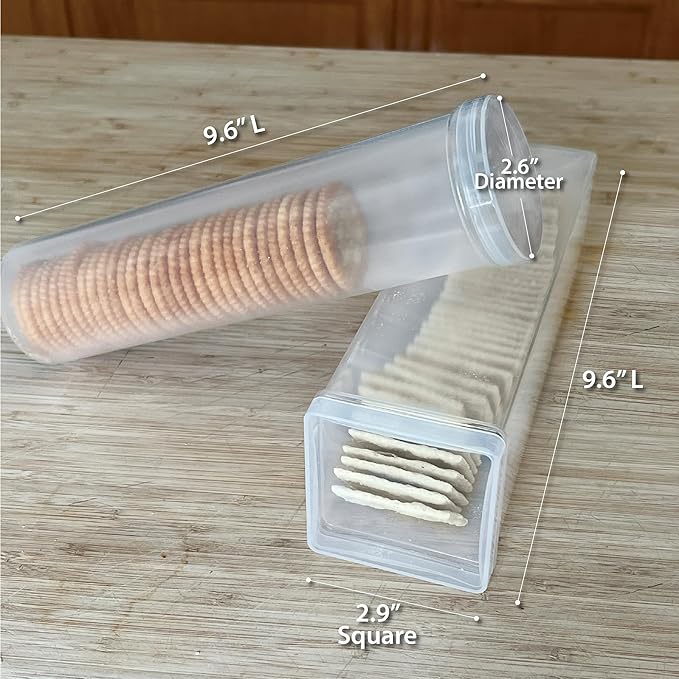 Trenton Gifts Square Airtight Cracker Sleeve Storage Container - Keep Crackers Fresh in Style - Perfect Cookie Holder for Saltine Crackers and More - Ideal Kitchen Pantry Staple Organizer