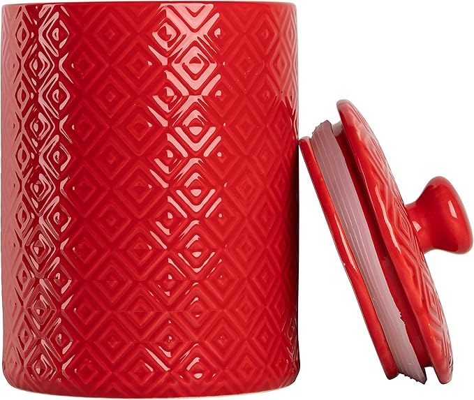 10 Strawberry Street Kitchen Canister, 3 Piece Set, Diamond Red