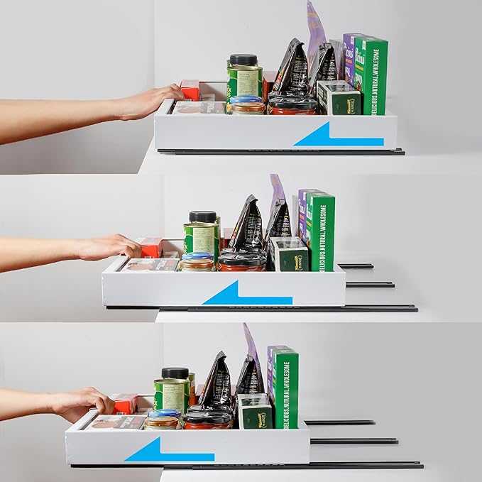 Pull Out Cabinet Organizer – Smooth Sliding Expandable Pull Out Drawers for Cabinets, Slide Out Drawers for Kitchen Cabinets, Bathroom Storage, Pantry Organization & Under Sink Organizer (White, 1Pc).